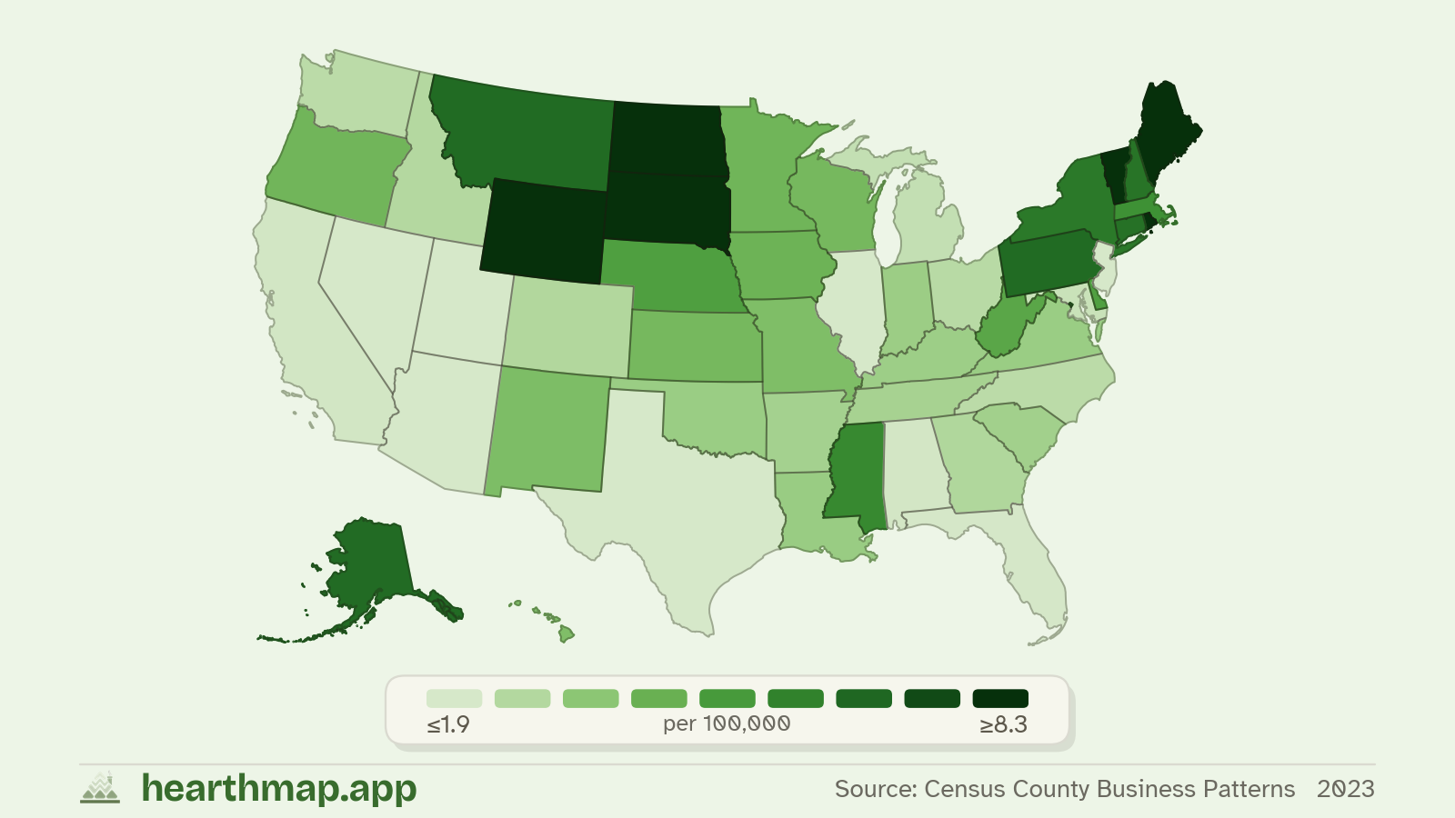 Choropleth map of Libraries & Museums across US states (2023), by hearthmap