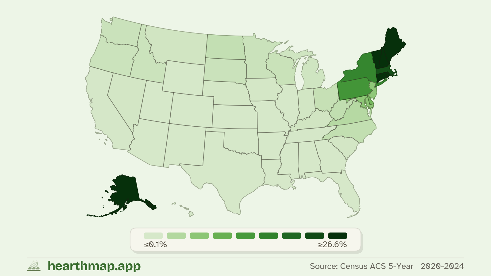 Choropleth map of Homes Heated by Electricity across US states (2020-2024), by hearthmap